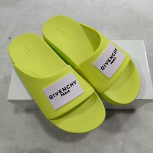 Givenchy Paris Neon Yellow Slide Sandals, Casual Footwear fo