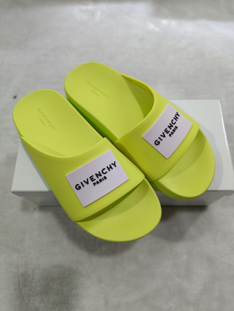 Givenchy Paris Neon Yellow Slide Sandals, Casual Footwear fo