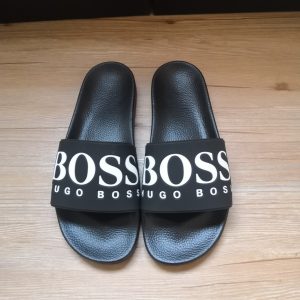 Hugo Boss Black Slide Sandals for Men with Logo Strap