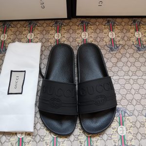 Gucci Black Rubber Slide Sandals for Men