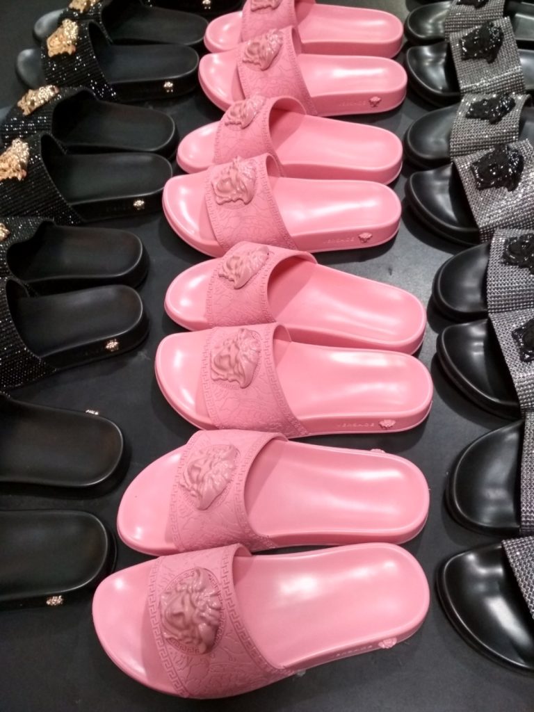 Versace Pink Lion Head Slide Sandals for Women