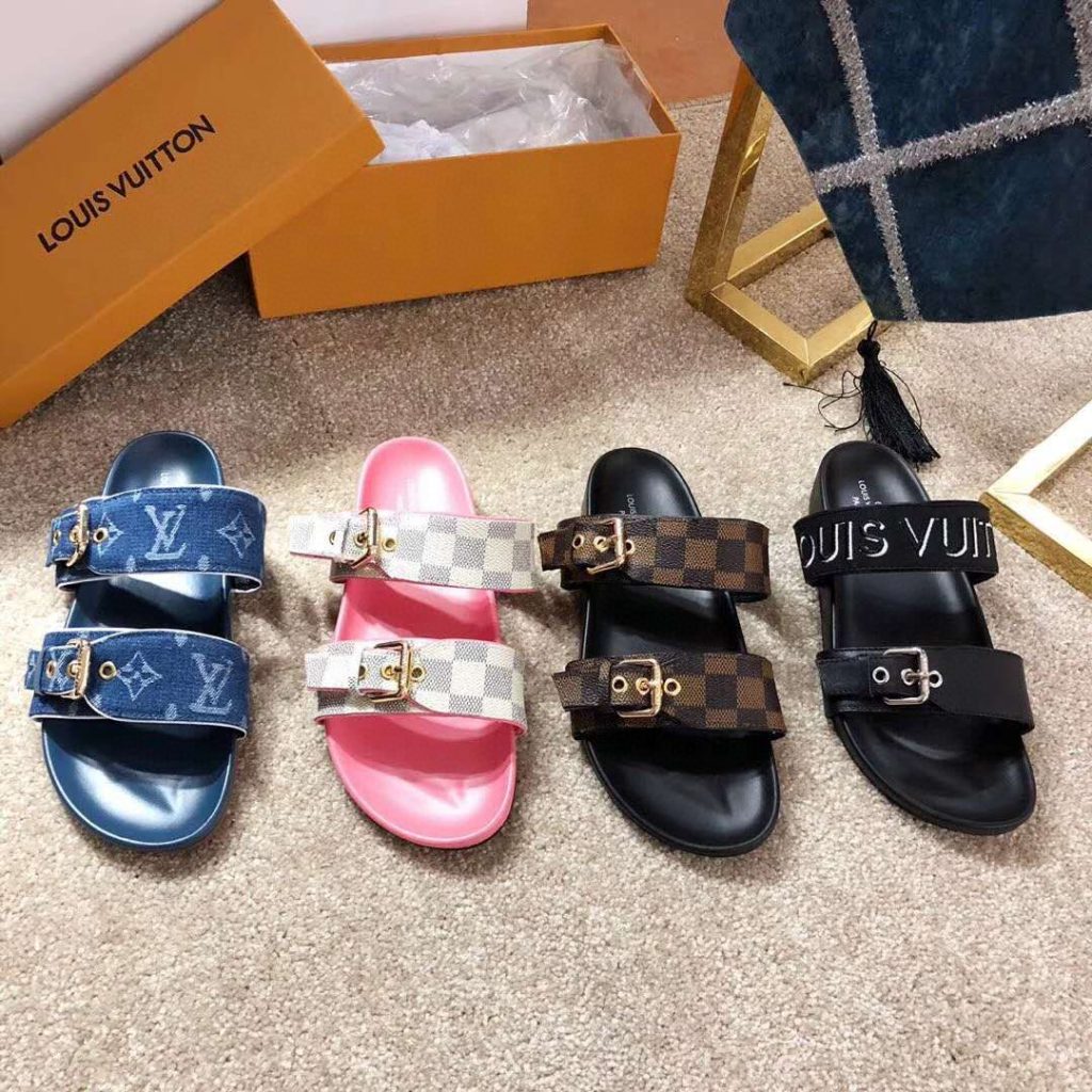 Louis Vuitton Denim Slide Sandals for Women Blue, Casual S