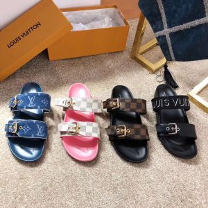 Louis Vuitton Denim Slide Sandals for Women Blue, Casual S