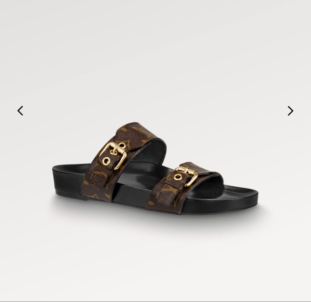 Louis Vuitton Monogram Brown Slide Sandals with Buckles