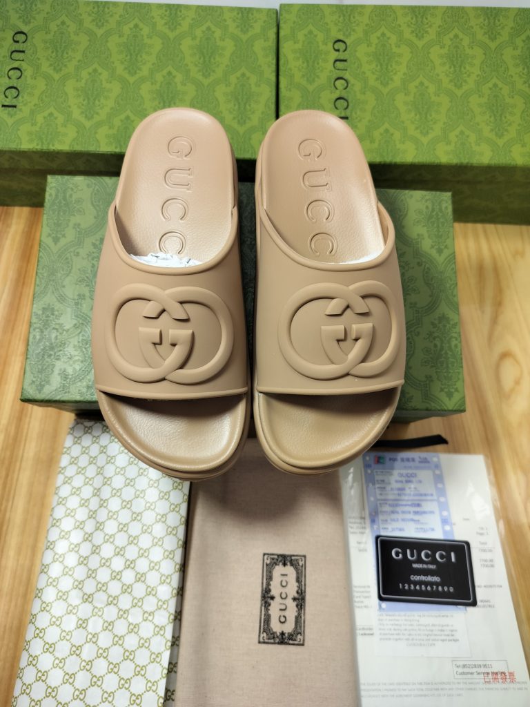 Gucci Beige Logo Slide Sandals Women’s Fashion Footwear