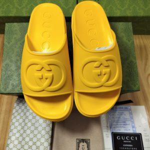 Gucci Yellow Rubber Slide Sandals for Women