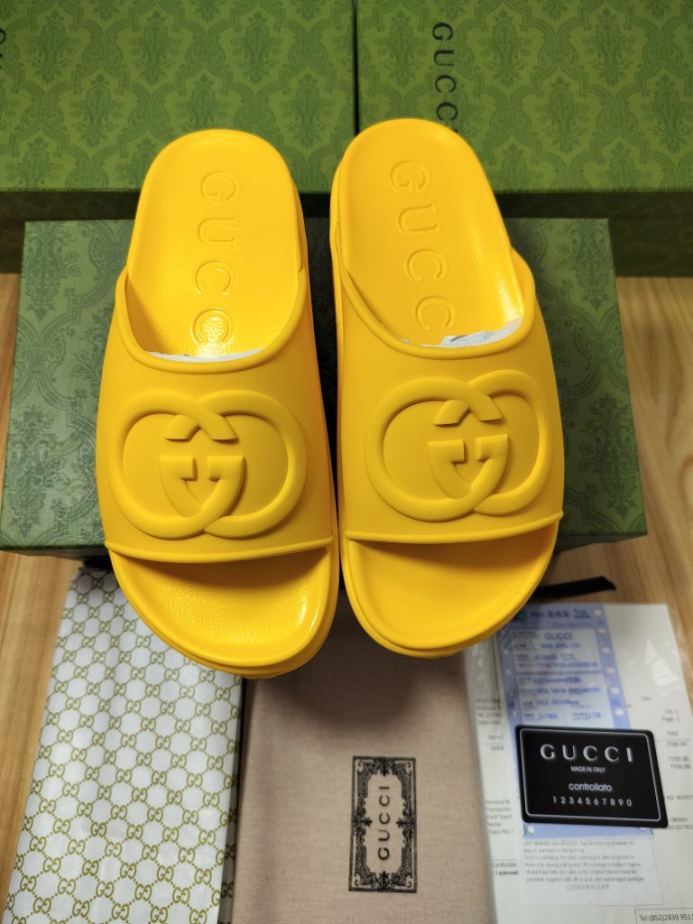 Gucci Yellow Rubber Slide Sandals for Women