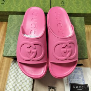 Gucci Pink Rubber Slide Sandals for Women