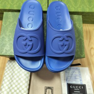Gucci Blue Rubber Slide Sandals for Men