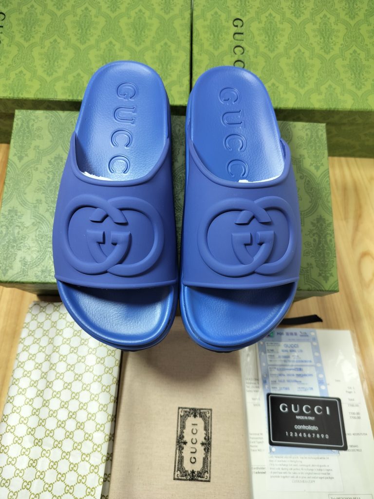 Gucci Blue Rubber Slide Sandals for Men