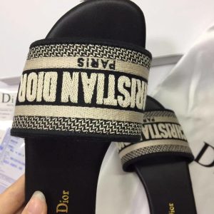 Christian Dior Black Logo Slide Sandals for Women