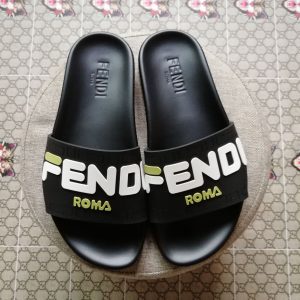 Fendi Roma Black Slide Sandals for Men Stylish Summer Foot