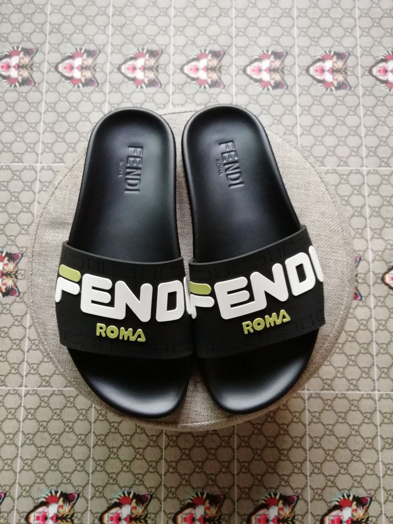 Fendi Roma Black Slide Sandals for Men Stylish Summer Foot