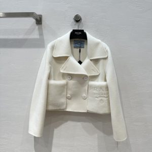 Prada-White-Wool-Cropped-Jacket-with-Double-Buttons-and-Embo