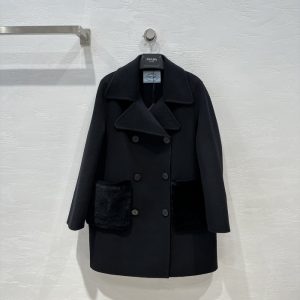 Prada-Women's-Black-Wool-Blend-Peacoat-with-Faux-Fur-Pockets