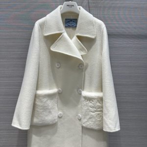 Prada-Women's-White-Wool-Blend-Double-Breasted-Coat