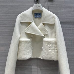 Prada-White-Wool-Blend-Cropped-Jacket-with-Logo-Pockets