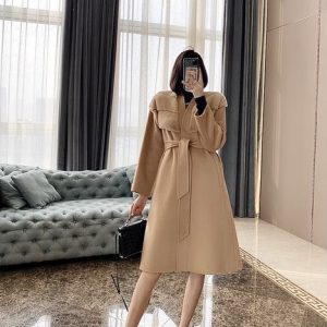 Chic-Beige-Belted-Wool-Blend-Coat-for-Women