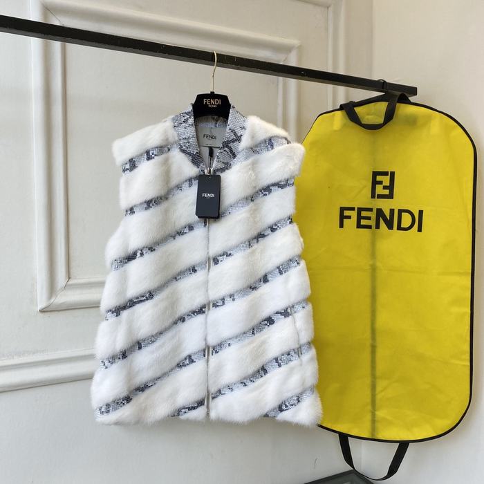 Fendi-Striped-White-Faux-Fur-Vest-with-Dust-Bag