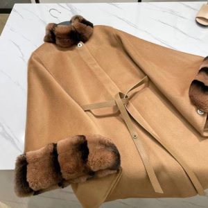 Camel-Wool-Blend-Cape-with-Faux-Fur-Trim-and-Belt