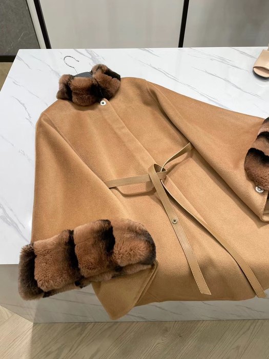 Camel-Wool-Blend-Cape-with-Faux-Fur-Trim-and-Belt