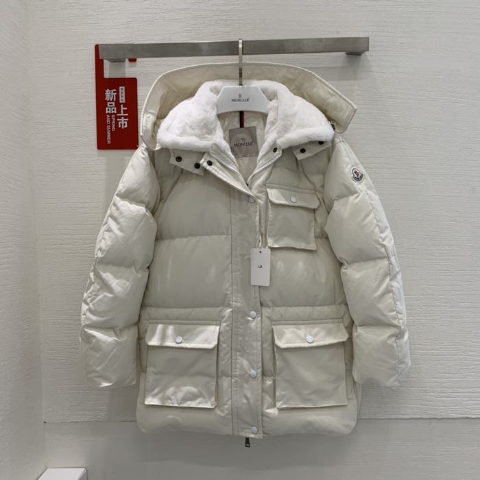 Moncler-Women’s-White-Puffer-Jacket-with-Belt-and-Faux-Fur-C