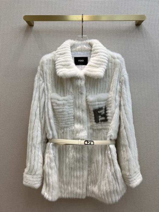 Fendi-White-Faux-Fur-Jacket-with-Belted-Waist-and-Designer-D