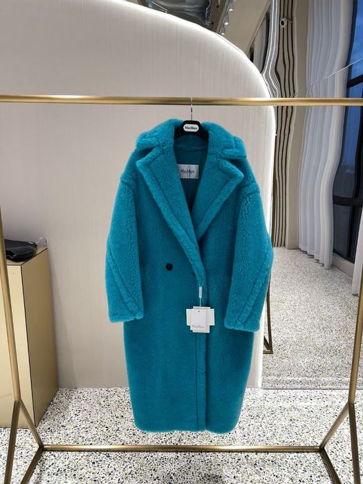 Teal-Faux-Fur-Oversized-Coat-with-Lapel-by-Maje