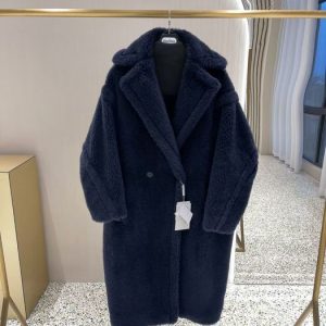 Navy-Blue-Fuzzy-Faux-Fur-Overcoat-for-Women-by-MaxMara