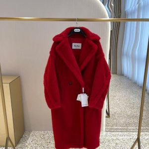 Red-Faux-Fur-Double-Breasted-Coat-by-Malina