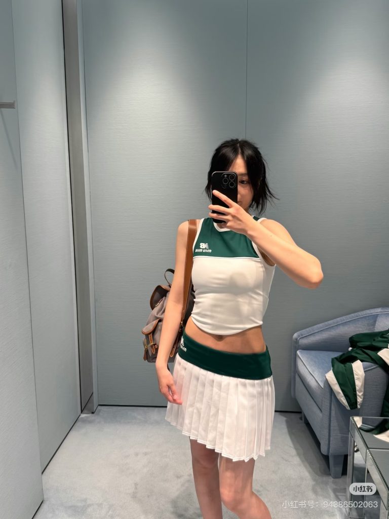 Women’s-Green-and-White-Pleated-Tennis-Dress-by-UMA-with-Ath