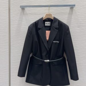 Miu-Miu-Women's-Black-Belted-Blazer-Jacket-Chic-Tailored-S