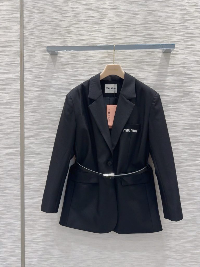 Miu-Miu-Women’s-Black-Belted-Blazer-Jacket-Chic-Tailored-S
