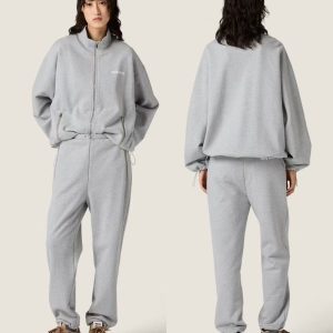Miu-Miu-Women's-Grey-Cotton-Zip-Up-Sweatshirt-and-Pants-Set
