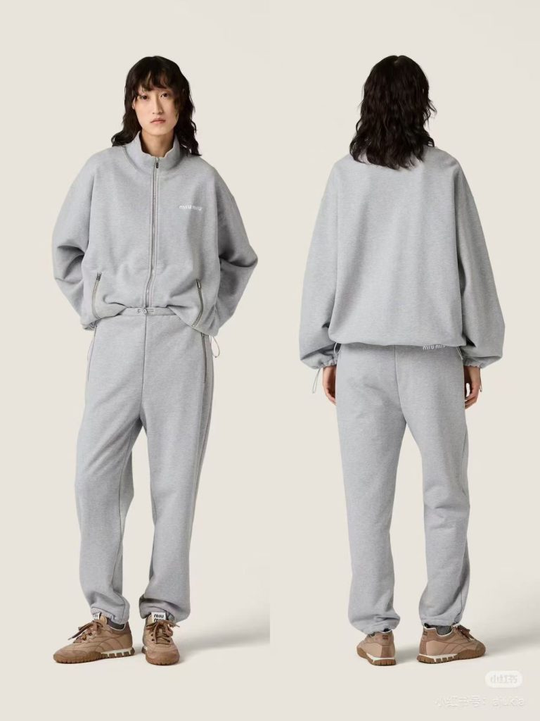 Miu-Miu-Women’s-Grey-Cotton-Zip-Up-Sweatshirt-and-Pants-Set