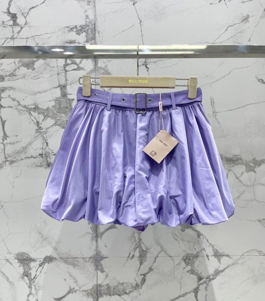 Miu-Miu-Lavender-Satin-Balloon-Skirt-with-Buckle-Detail