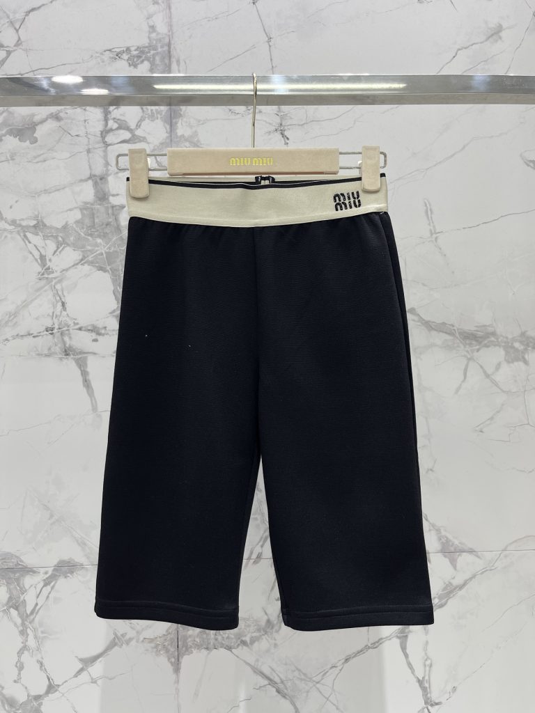 Miu-Miu-Women’s-Black-Sports-Shorts-with-Cream-Band-Detail