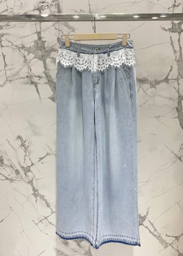 Miu-Miu-Women’s-Light-Blue-Denim-Maxi-Skirt-with-Lace-Trim