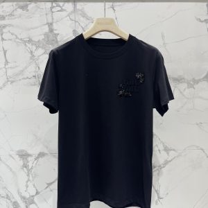 Black-Embellished-Cotton-T-Shirt-for-Women-Elegant-Casual