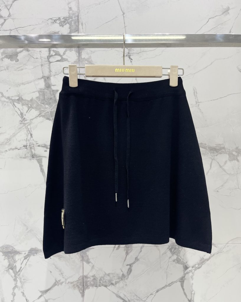 Miu-Miu-Women’s-Black-Knit-Drawstring-Skirt