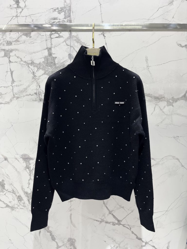 Miu-Miu-Black-Sparkle-Zip-Up-Sweater,-Elegant-Knit-Top-for-W