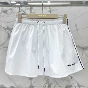 Miu-Miu-Women's-White-Casual-Drawstring-Shorts-in-Lightweigh
