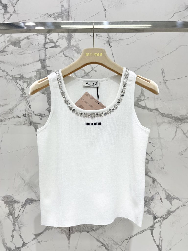 Miu-Miu-Women’s-White-Sleeveless-Top-with-Crystal-Embellishm