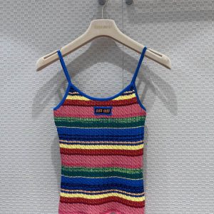 Miu-Miu-Stripe-Knit-Crop-Top-in-Multicolor-Cotton