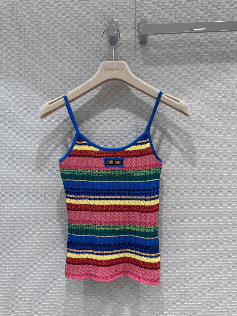 Miu-Miu-Stripe-Knit-Crop-Top-in-Multicolor-Cotton