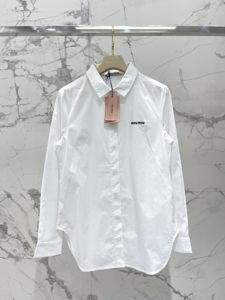 Miu-Miu-Women’s-White-Cotton-Long-Sleeve-Button-Up-Shirt