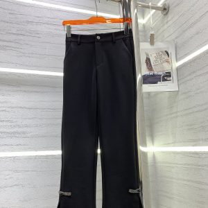 Women's-Black-Tailored-Ankle-Pants-with-Button-Detail