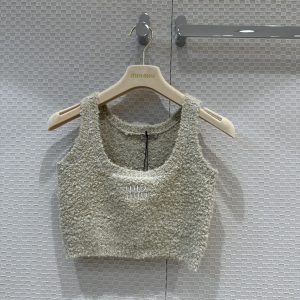 Miu-Miu-Beige-Boucle-Knit-Crop-Top