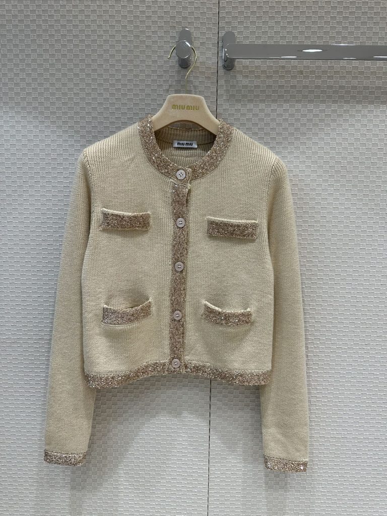 Miu-Miu-Women’s-Cream-Knit-Cardigan-with-Glitter-Trim-and-Po