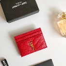 card holder Saint Laurent YSL logo quilted Red Size 10.5x7.5x0.5cm